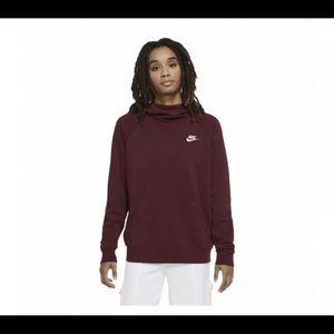 Nike women's sportswear essential, funnel-neck fleece hoodie, size small